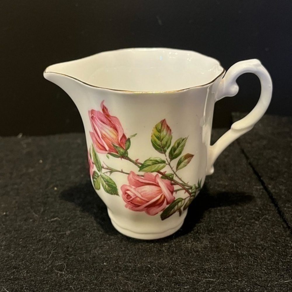 VTG Royal Grafton Fine Bone China Creamer Pink Roses Pattern Made in England